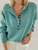 Sophia | Women's Half-Button V-Neck Pullover Knit Sweater with Ribbed for Winter