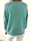 Sophia | Women's Half-Button V-Neck Pullover Knit Sweater with Ribbed for Winter