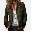 Mia | Women's Green Herringbone Tweed Quilted Utility Jacket