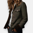 Mia | Women's Green Herringbone Tweed Quilted Utility Jacket