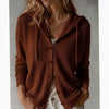 Penelope | Women's Hooded Button-Front Ribbed Cardigan Knit Sweater with Cozy for Layering