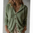 Penelope | Women's Hooded Button-Front Ribbed Cardigan Knit Sweater with Cozy for Layering