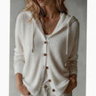 Penelope | Women's Hooded Button-Front Ribbed Cardigan Knit Sweater with Cozy for Layering