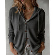 Penelope | Women's Hooded Button-Front Ribbed Cardigan Knit Sweater with Cozy for Layering
