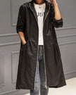 Trench Coat Women Hooded Waterproof Long Zip-Up