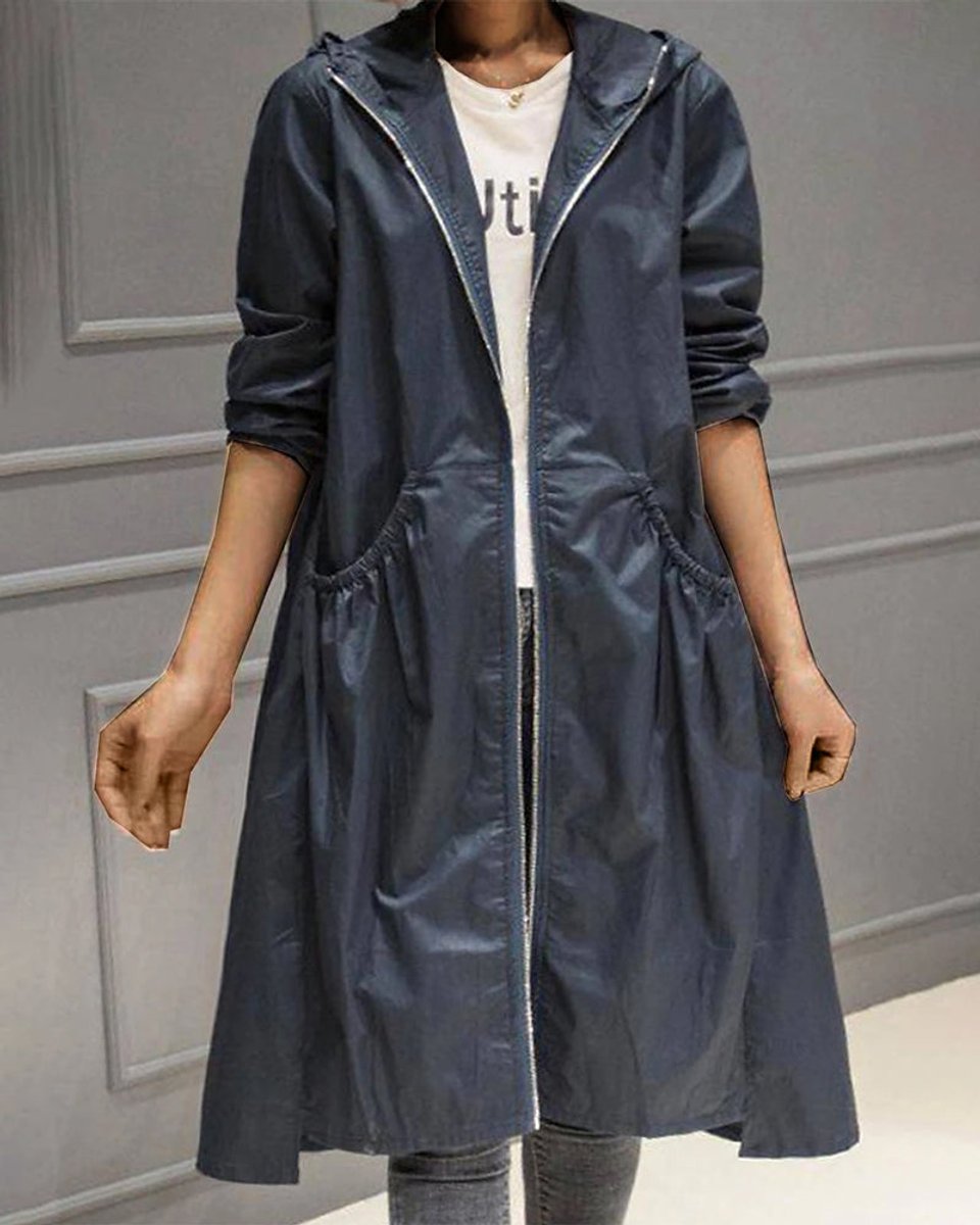 Parka Jacket Longline Hooded Waterproof Zip Up Lightweight Rain Coat | Bonnie