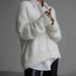 Livia | Women's Jumper Fluffy V-Neck Button-Front Oversized Cardigan with Fuzzy for Layering