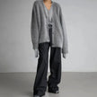 Livia | Women's Jumper Fluffy V-Neck Button-Front Oversized Cardigan with Fuzzy for Layering