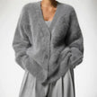 Livia | Women's Jumper Fluffy V-Neck Button-Front Oversized Cardigan with Fuzzy for Layering