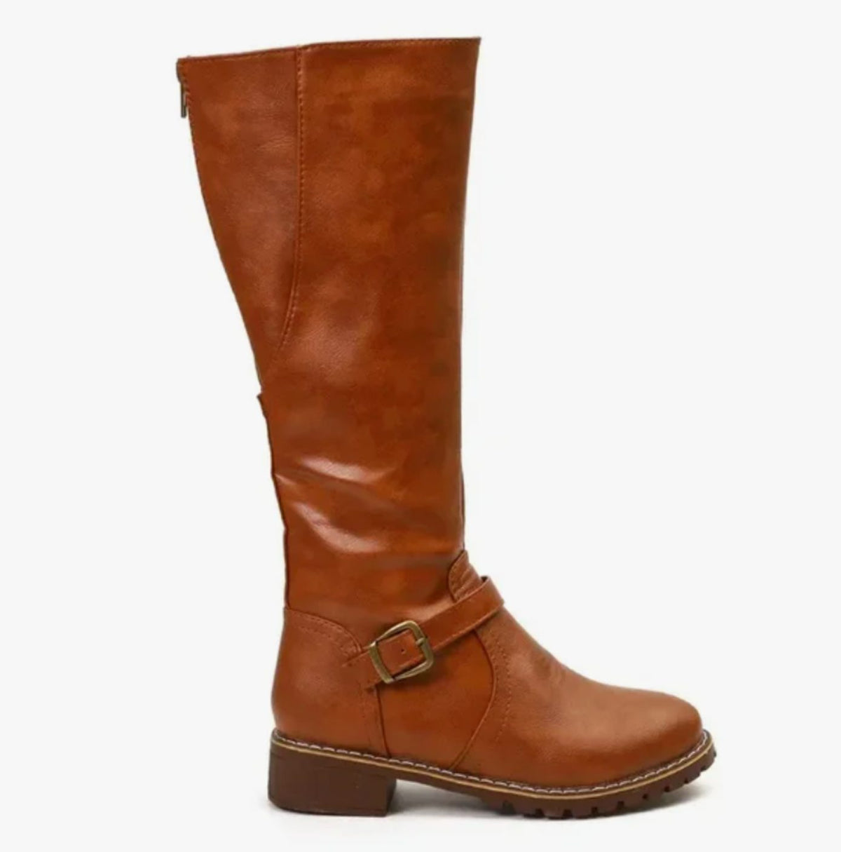 Leather Knee-High Riding Boots with Buckle Strap for Women | Pien