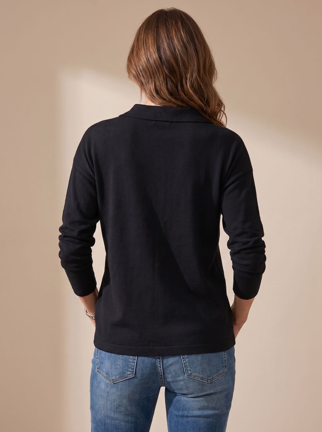 Half-Zip Knit Sweater with Folded Lapel Collar for Women | Charlotte