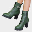 Layla | Women's Lace-Up Block-Heel Buckle Strap Combat Ankle Boots