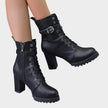 Layla | Women's Lace-Up Block-Heel Buckle Strap Combat Ankle Boots