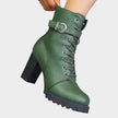 Layla | Women's Lace-Up Block-Heel Buckle Strap Combat Ankle Boots