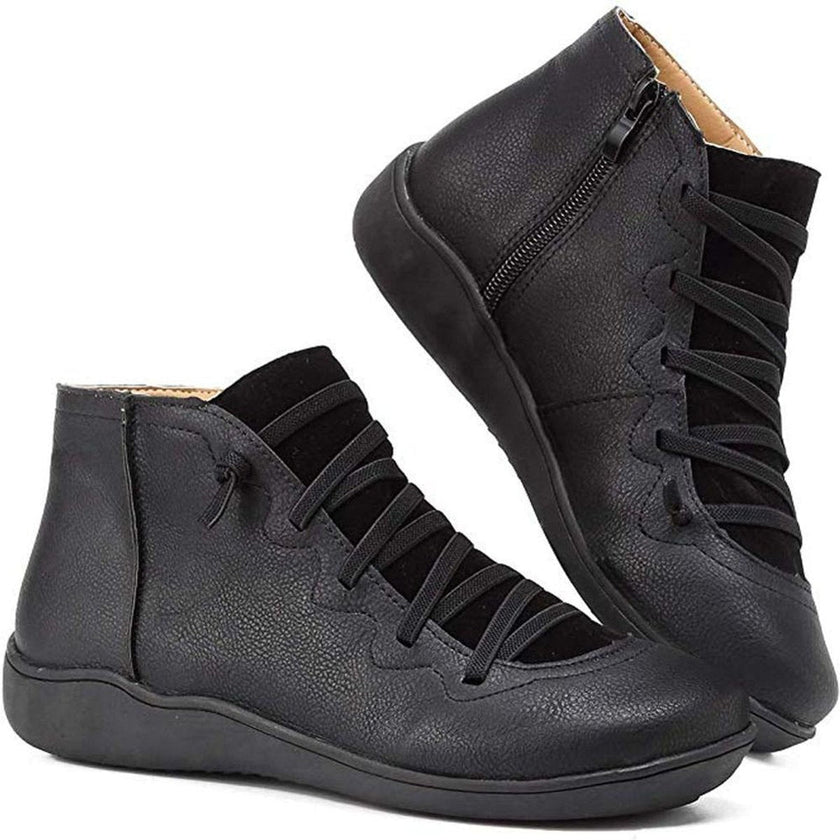 Madison | Women's Lace-Up Side-Zip Flat Ankle Knee High Boots