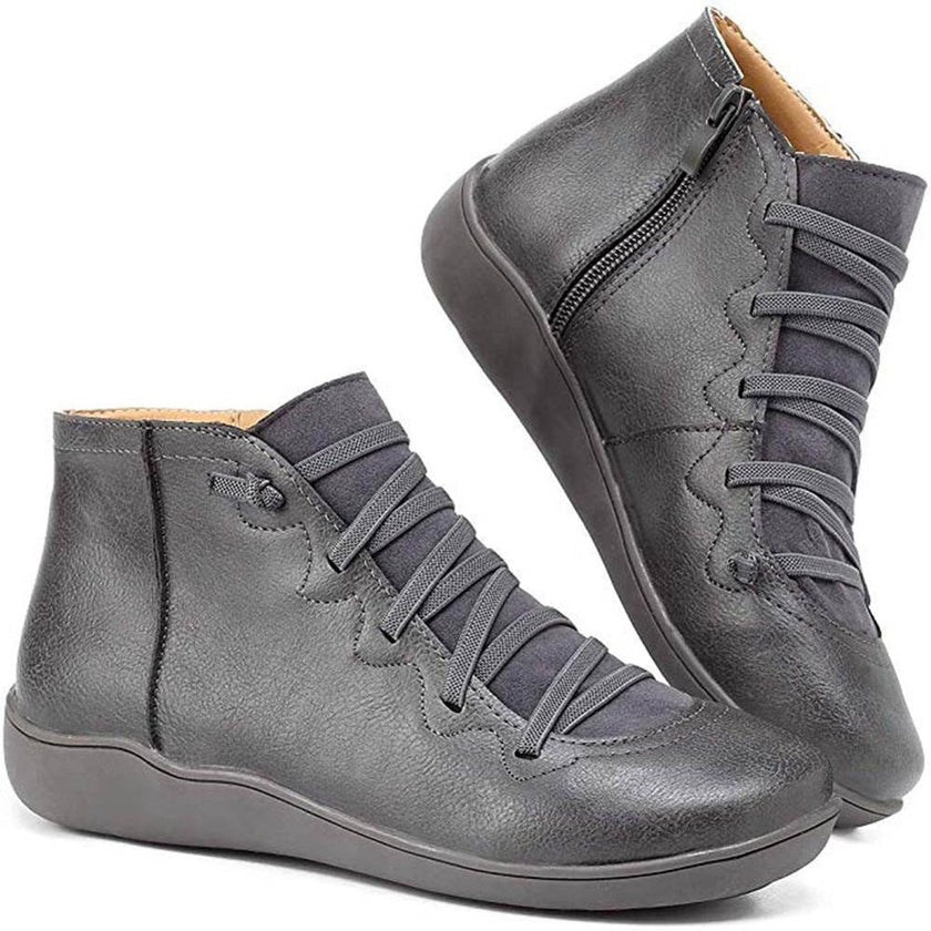 Madison | Women's Lace-Up Side-Zip Flat Ankle Knee High Boots