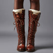 Maia | Women's Lace-Up Studded Block-Heel Knee-High Boots