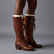 Maia | Women's Lace-Up Studded Block-Heel Knee-High Boots