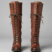 Maia | Women's Lace-Up Studded Block-Heel Knee-High Boots