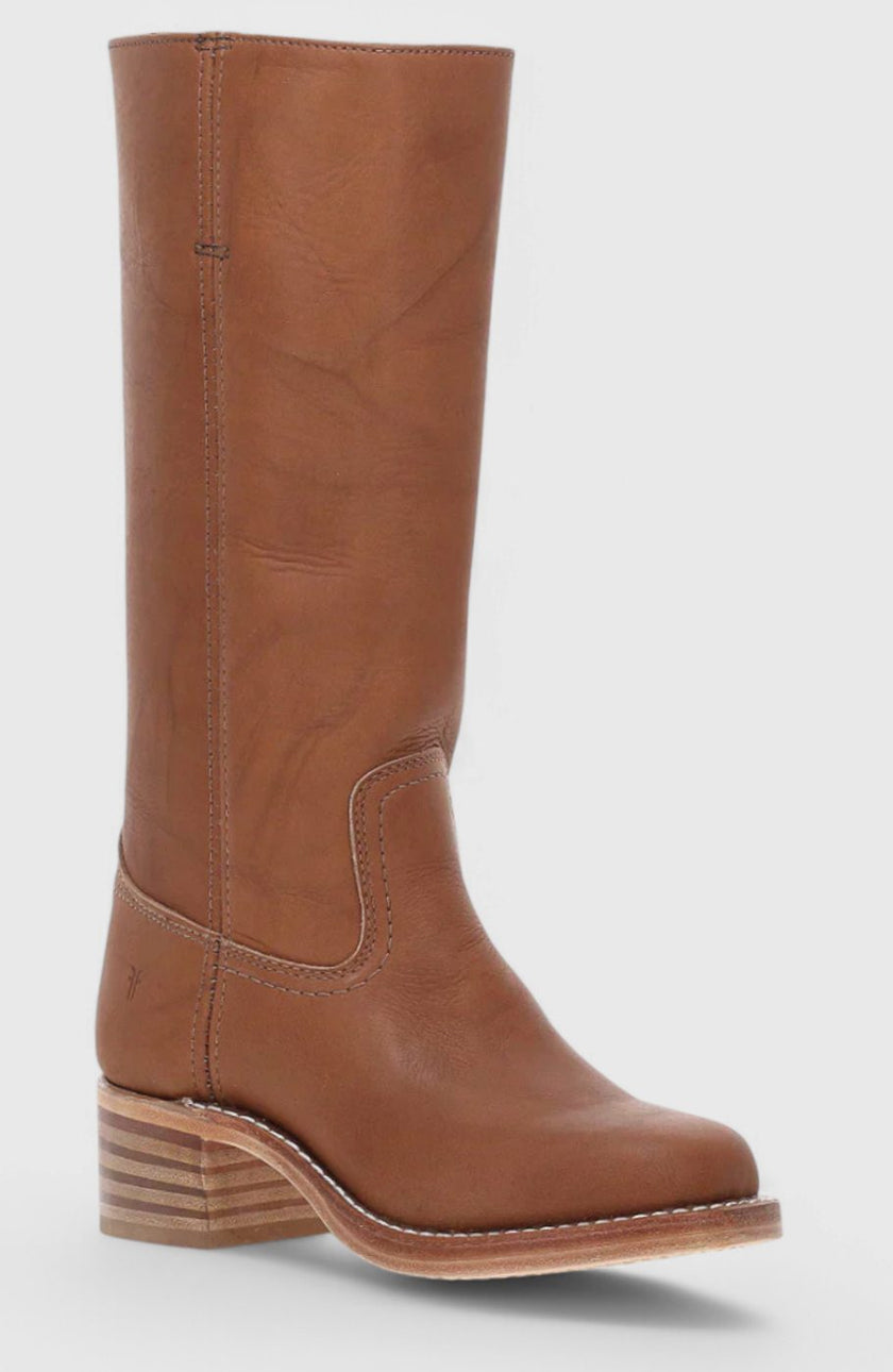 Knee High Boots Leather Stacked Low Heel Tall Winter Boots | Manon