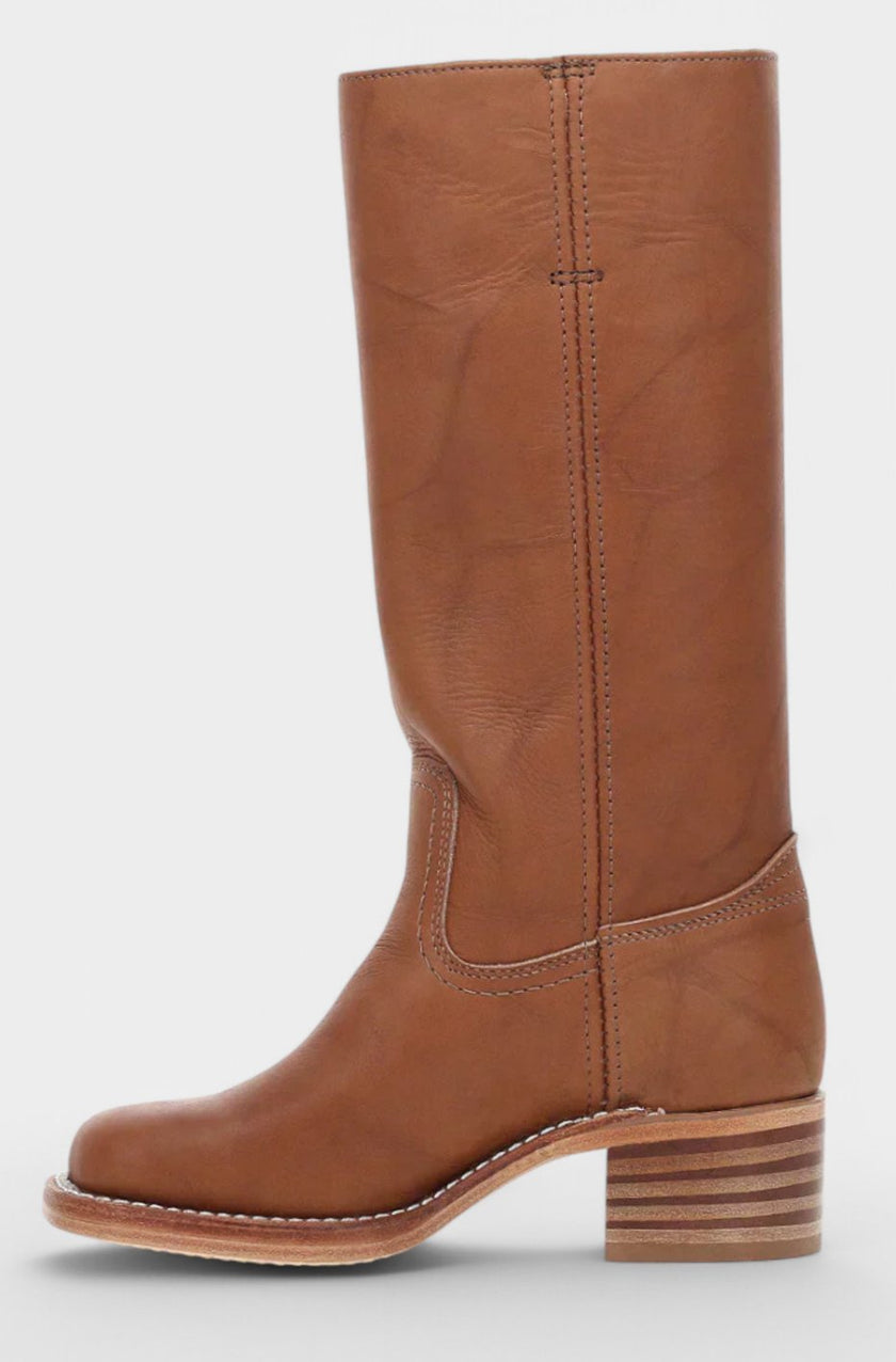 Knee High Boots Leather Stacked Low Heel Tall Winter Boots | Manon