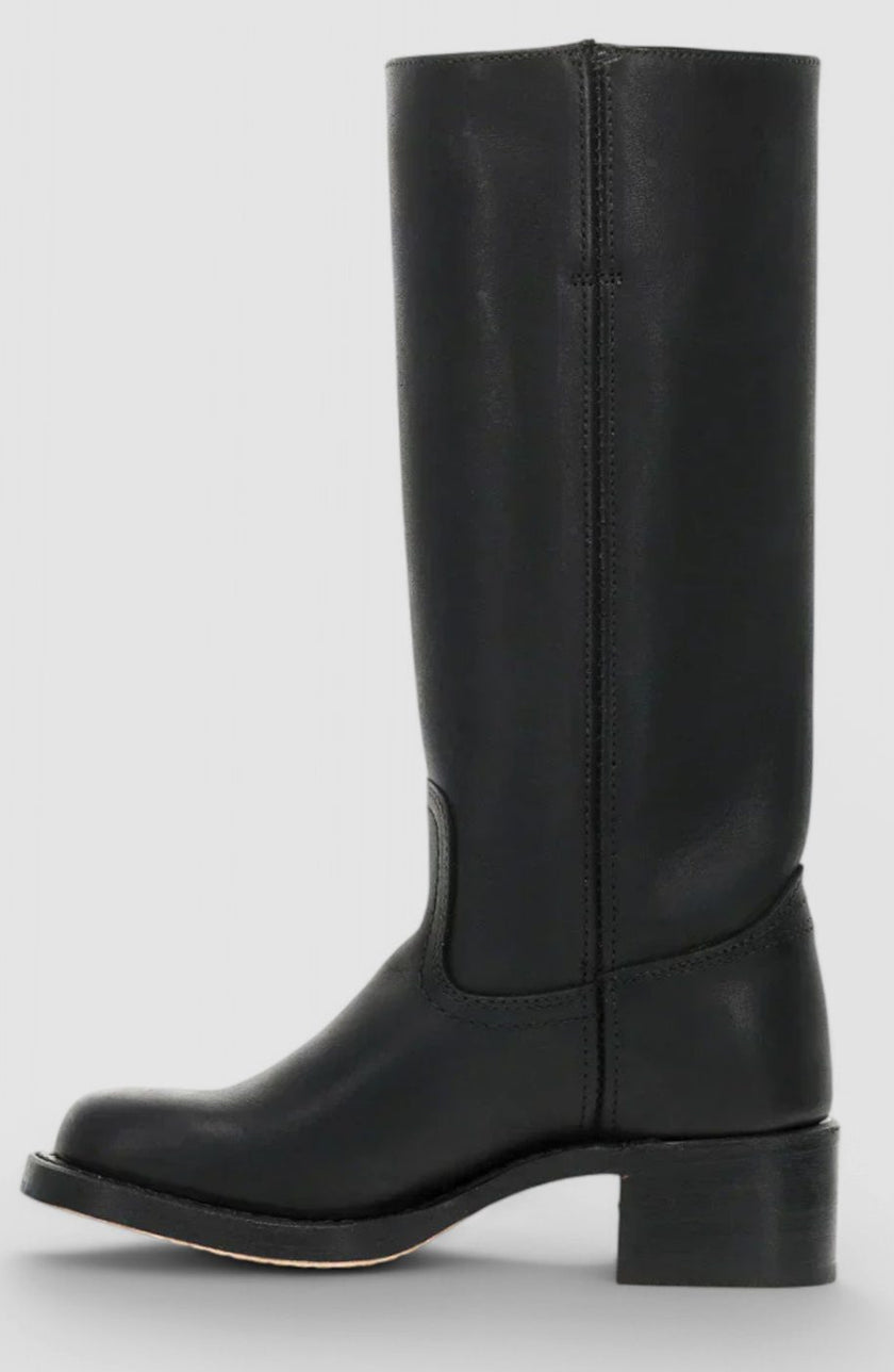 Knee High Boots Leather Stacked Low Heel Tall Winter Boots | Manon