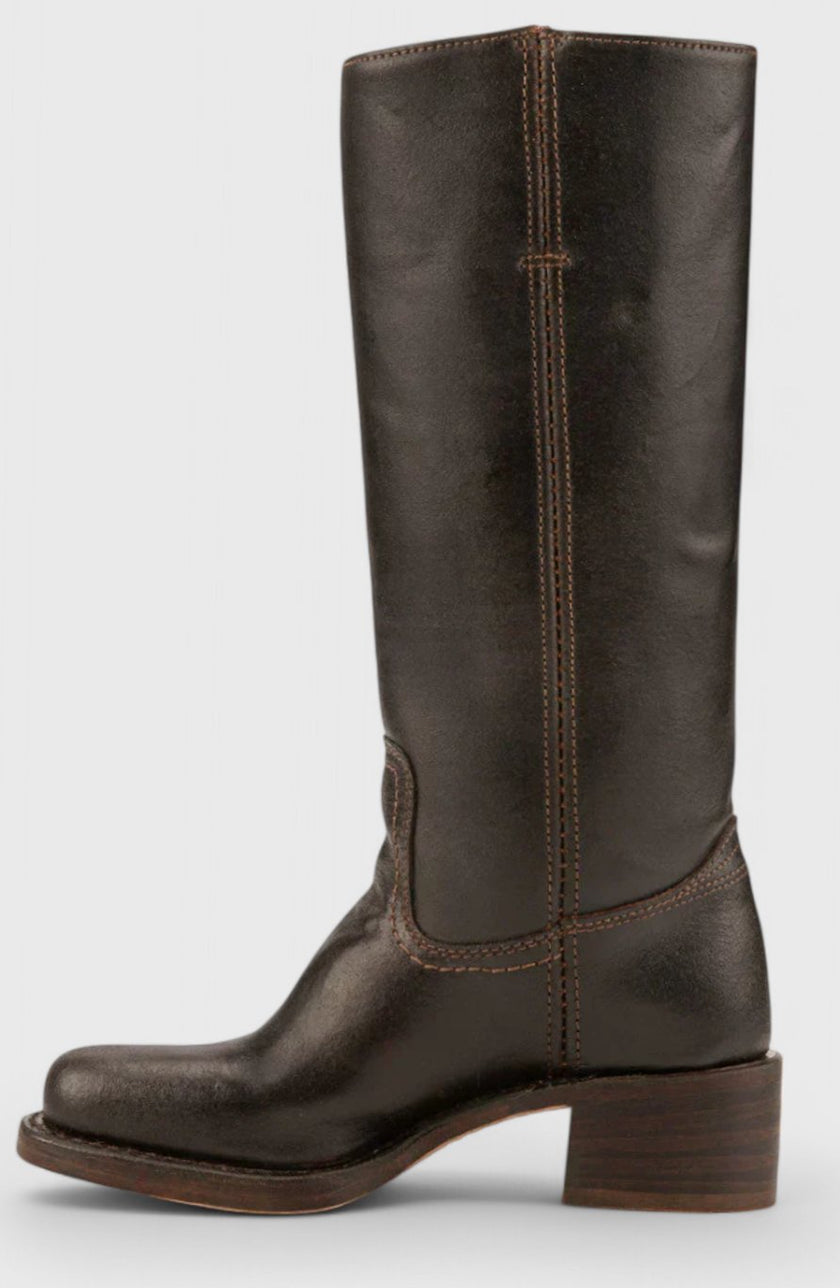 Knee High Boots Leather Stacked Low Heel Tall Winter Boots | Manon