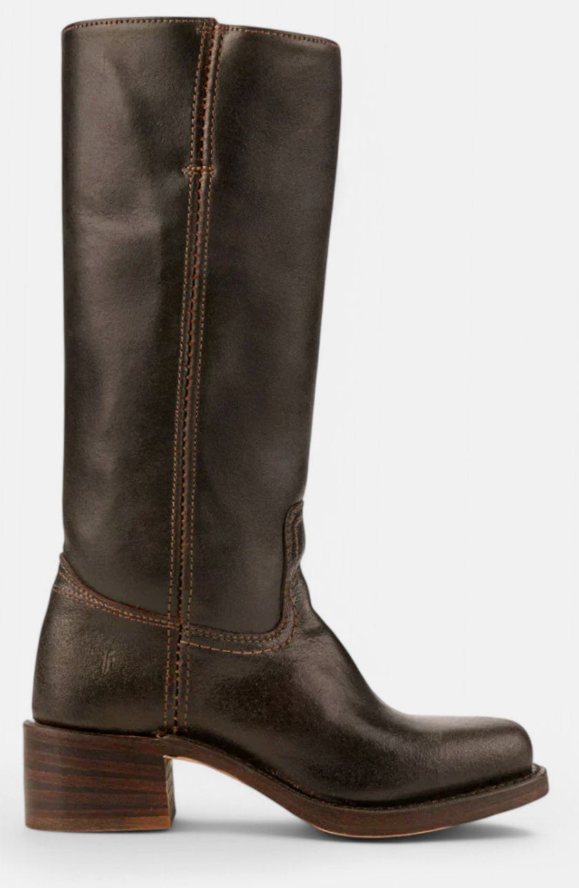 Knee High Boots Leather Stacked Low Heel Tall Winter Boots | Manon