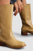 Knee High Boots Leather Stacked Low Heel Tall Winter Boots | Manon