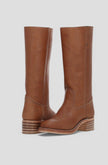 Knee High Boots Leather Stacked Low Heel Tall Winter Boots | Manon