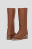 Knee High Boots Leather Stacked Low Heel Tall Winter Boots | Manon