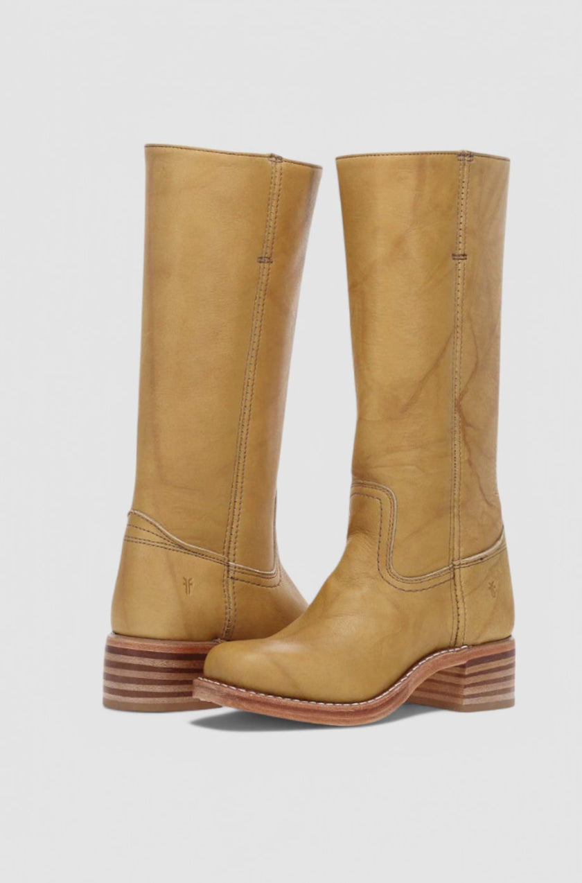 Knee High Boots Leather Stacked Low Heel Tall Winter Boots | Manon