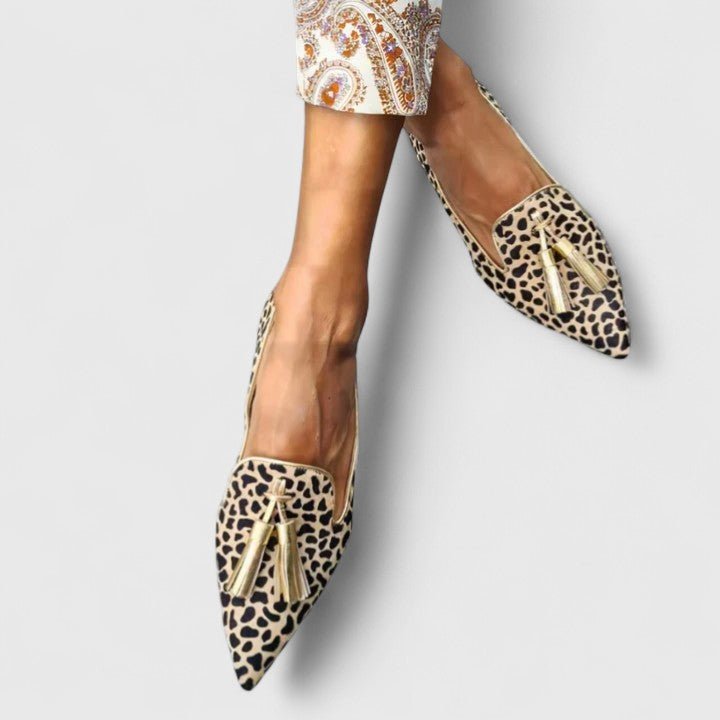 Harper | Women's Leopard Print Pointed-Toe Tassel Slip-On Loafer Flats