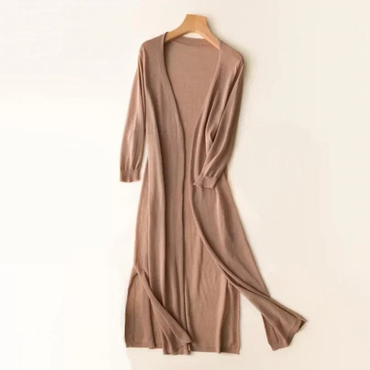 Long Cardigan Open Front Midi Length Lightweight Knit Cardigan Sweater | Merle