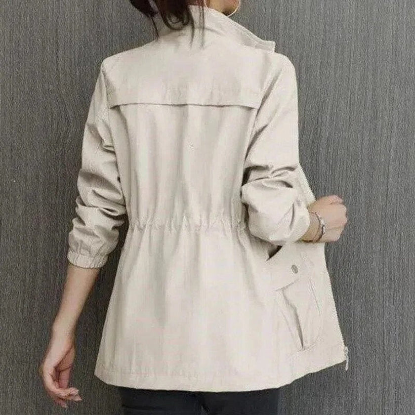 Bomber Jacket Women Lightweight Cropped Drawstring Waist Zip-Up
