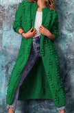 Roos | Women's Long Pom-Detail Open-Front Knit Cardigan Sweater with Cozy for Layering