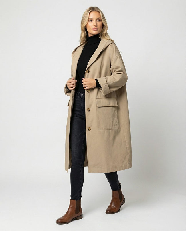 Esme | Longline Long Trench Coat for Women