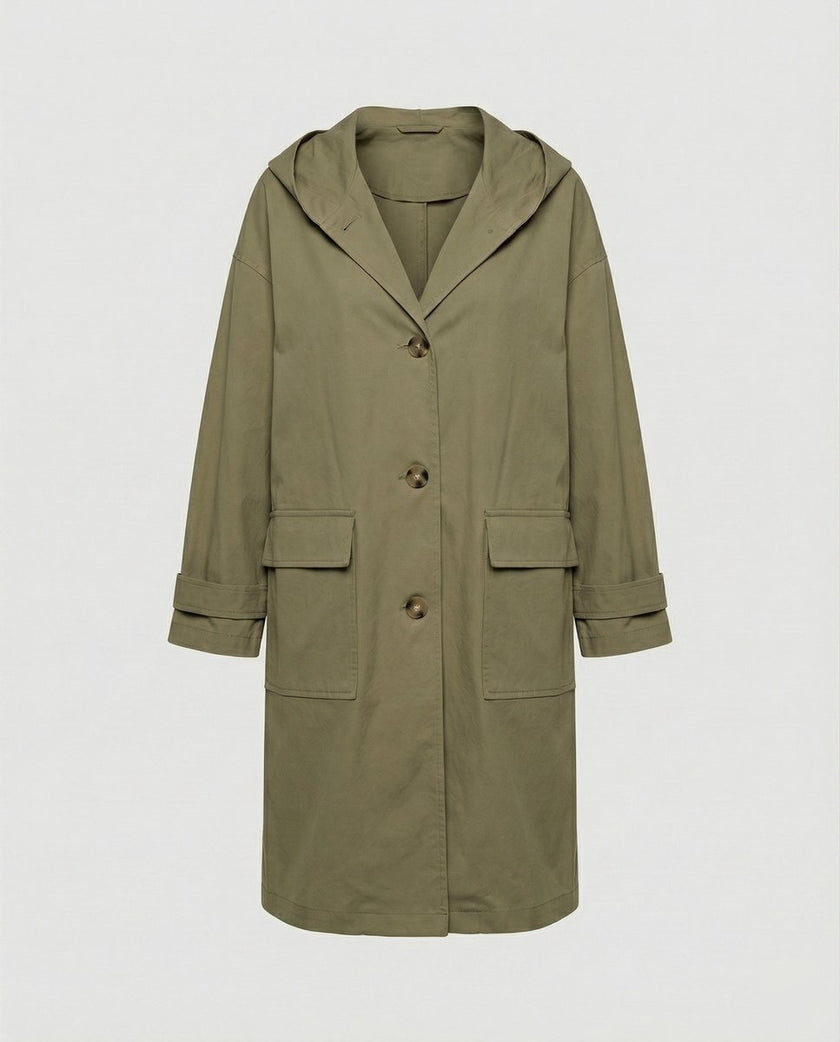Trench Coat Women Waterproof Hooded Long Classic Longline