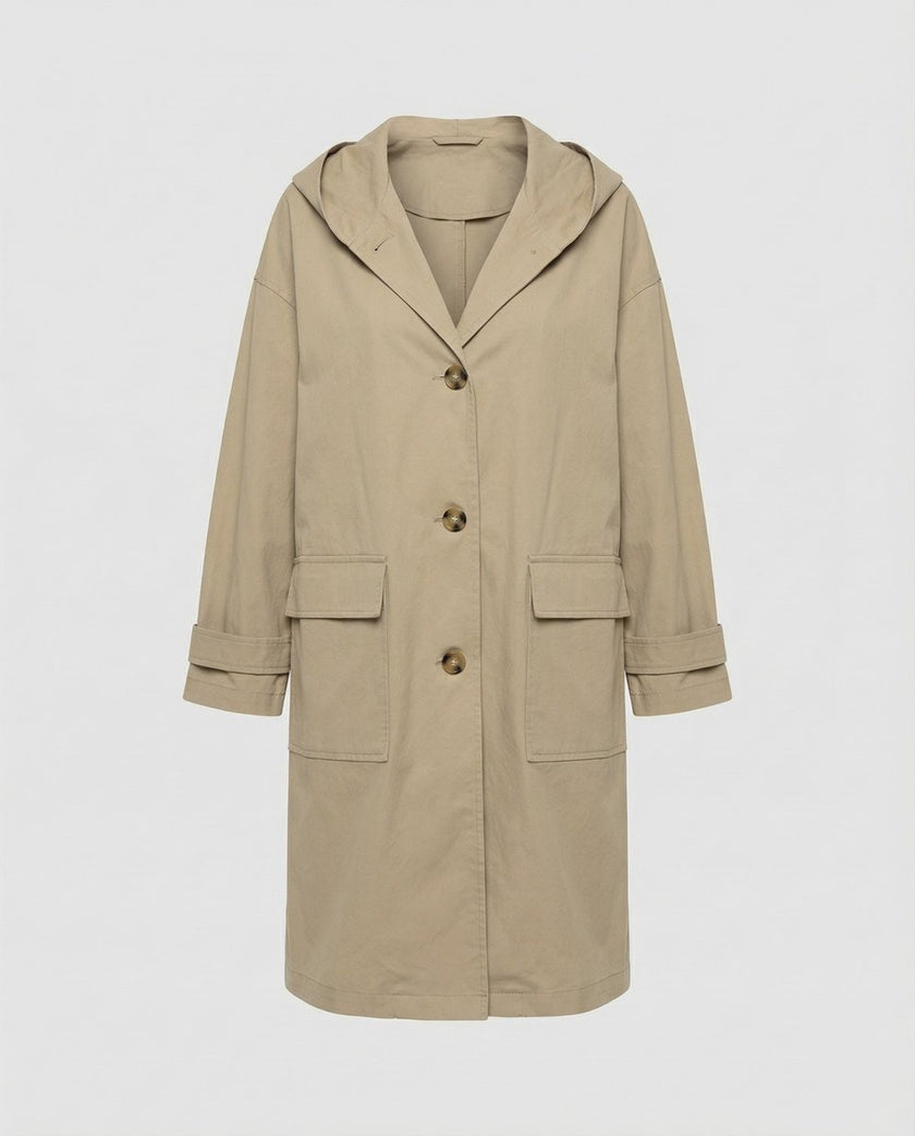 Trench Coat Women Waterproof Hooded Long Classic Longline
