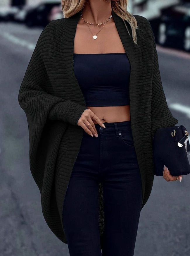 Long Cardigan Open Front Batwing Sleeve Longline Knit Cardigan Sweater | Juni