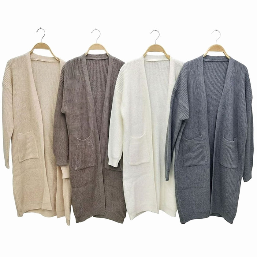 Olivia | Women's Longline Ribbed Open-Front Cardigan Knit Sweater with Cozy for Layering