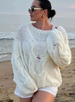 Bregje | Women's Loose Knit Sweater Off-Shoulder Relaxed Pullover with Oversized for Everyday