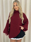 Fenna | Women's Loose Knit Sweater Oversized Mock-Neck Pullover with Turtleneck for Layering