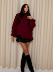 Fenna | Women's Loose Knit Sweater Oversized Mock-Neck Pullover with Turtleneck for Layering