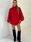 Fenna | Women's Loose Knit Sweater Oversized Mock-Neck Pullover with Turtleneck for Layering