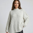Fenna | Women's Loose Knit Sweater Oversized Mock-Neck Pullover with Turtleneck for Layering