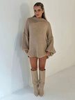 Fenna | Women's Loose Knit Sweater Oversized Mock-Neck Pullover with Turtleneck for Layering