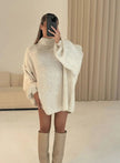Fenna | Women's Loose Knit Sweater Oversized Mock-Neck Pullover with Turtleneck for Layering
