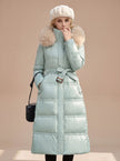 Mia | Women's Longline Fur-Hood Hooded Winter Puffer Parka