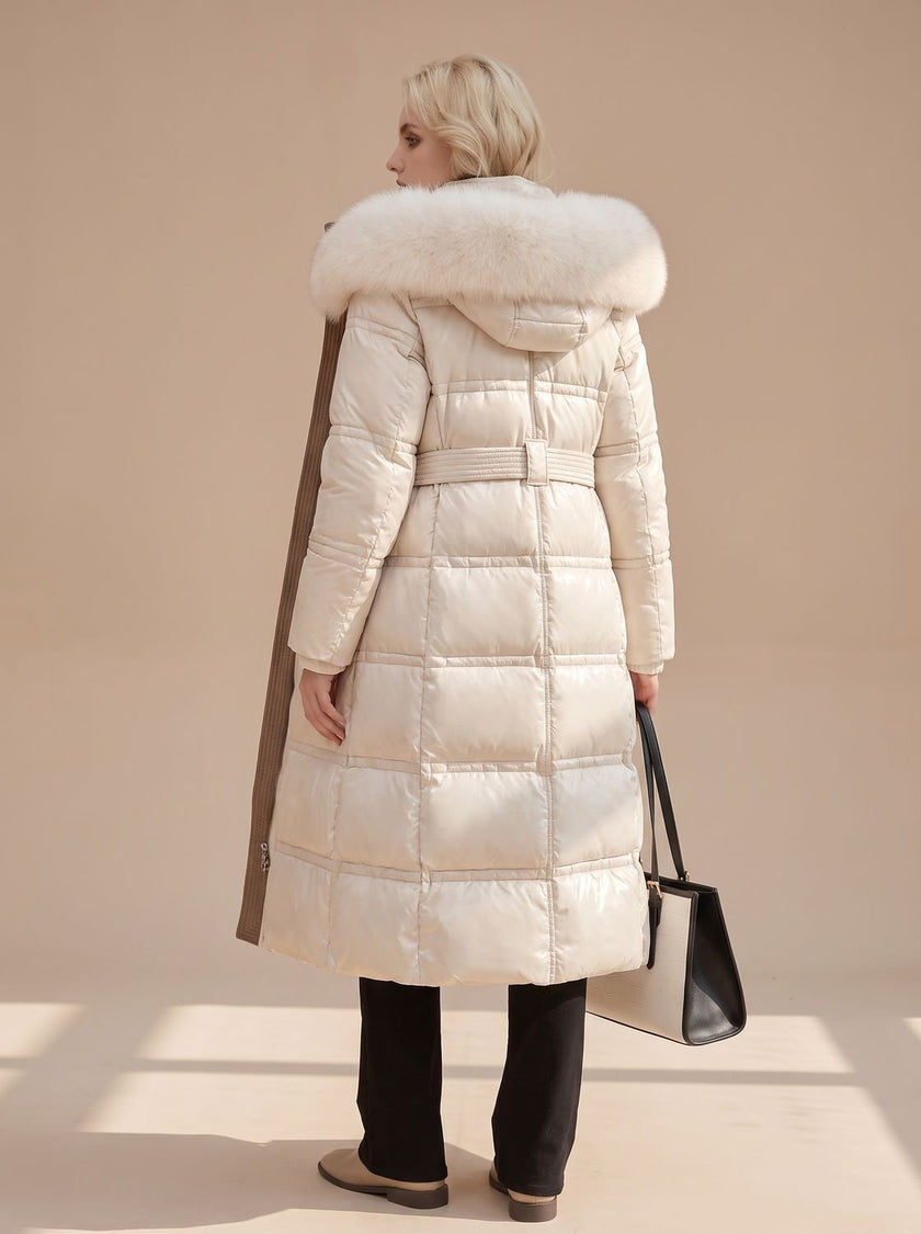 Mia | Women's Longline Fur-Hood Hooded Winter Puffer Parka